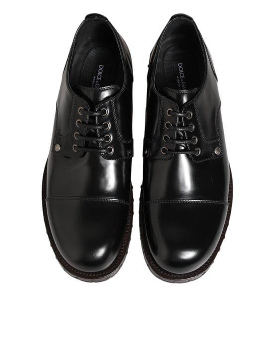 Zapatos Derby formales para hombre en cuero negro con tachuelas de Dolce & Gabbana. - Image 4