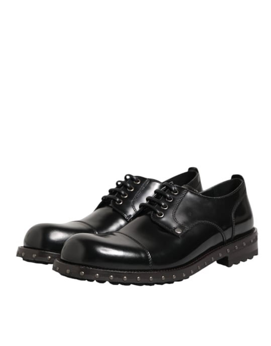 Zapatos Derby formales para hombre en cuero negro con tachuelas de Dolce & Gabbana. - Image 5