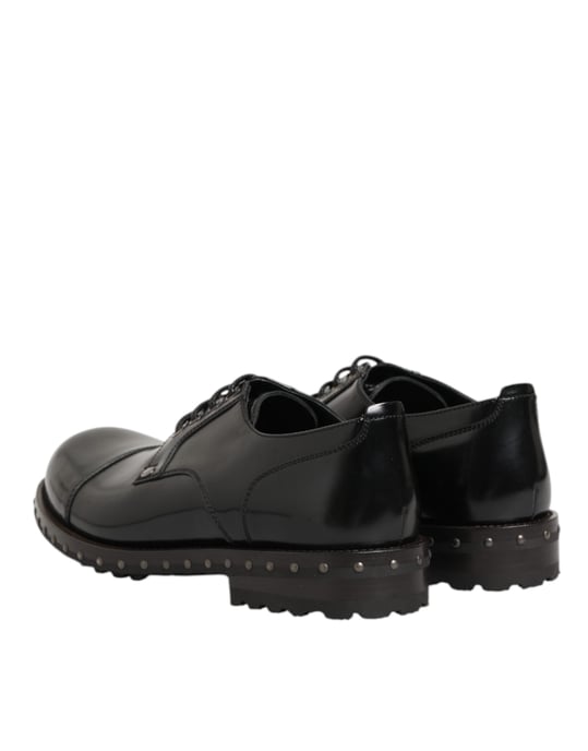 Zapatos Derby formales para hombre en cuero negro con tachuelas de Dolce & Gabbana. - Image 6