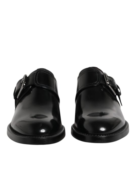 Zapatos de vestir formales Derby con tira de monje de cuero negro Dolce & Gabbana - Image 2