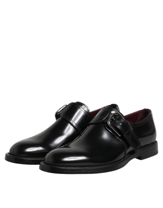 Zapatos de vestir formales Derby con tira de monje de cuero negro Dolce & Gabbana - Image 4