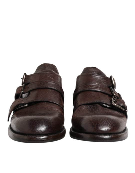 Zapatos Derby Formales de Piel Marrón con Hebilla de Monje de Dolce & Gabbana - Image 3