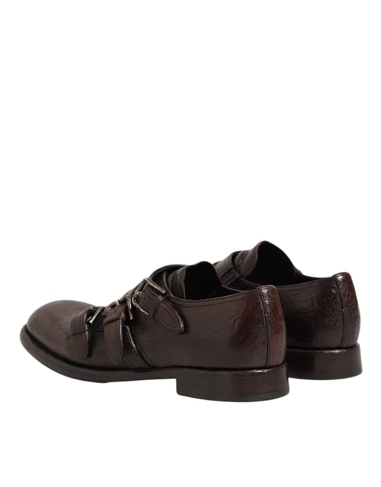 Zapatos Derby Formales de Piel Marrón con Hebilla de Monje de Dolce & Gabbana - Image 6