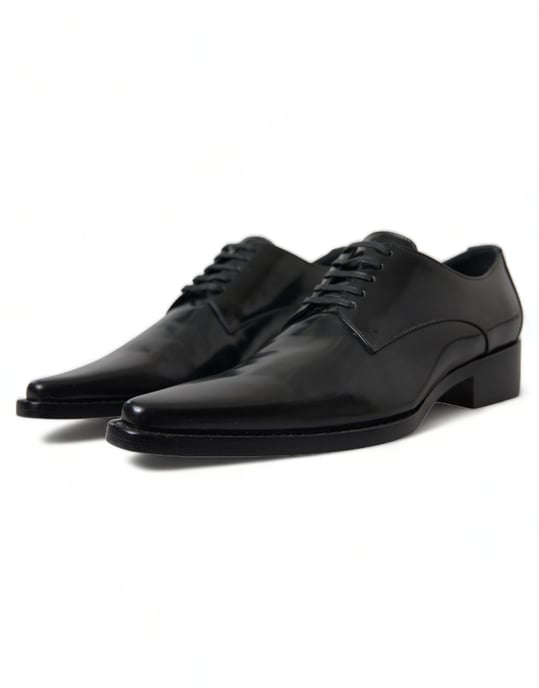 Zapatos de Tacón Plano Formales de Cuero Negro Dolce & Gabbana - Image 3