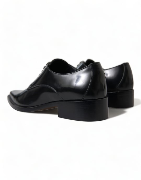 Zapatos de Tacón Plano Formales de Cuero Negro Dolce & Gabbana - Image 4