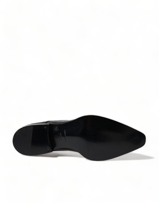 Zapatos de Tacón Plano Formales de Cuero Negro Dolce & Gabbana - Image 6