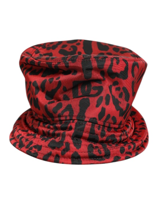 Sombrero de Cubo para Hombre con Estampado de Leopardo en Nylon Rojo y Negro de Dolce & Gabbana - Image 1