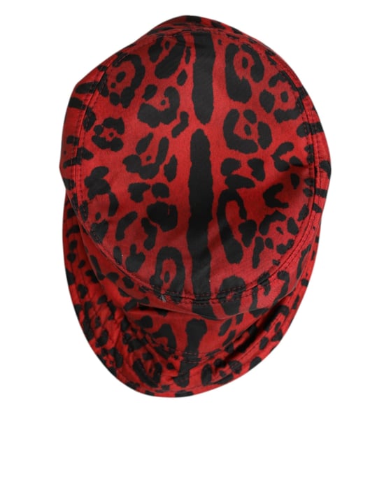 Sombrero de Cubo para Hombre con Estampado de Leopardo en Nylon Rojo y Negro de Dolce & Gabbana - Image 3