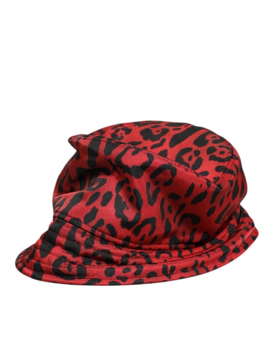 Sombrero de Cubo para Hombre con Estampado de Leopardo en Nylon Rojo y Negro de Dolce & Gabbana - Image 4