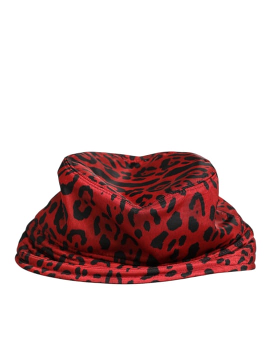 Sombrero de Cubo para Hombre con Estampado de Leopardo en Nylon Rojo y Negro de Dolce & Gabbana - Image 5
