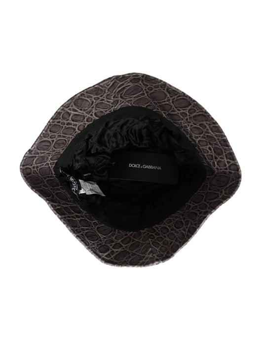Sombrero de Cubo de Cuero con Patrón en Negro y Gris de Dolce & Gabbana - Image 5