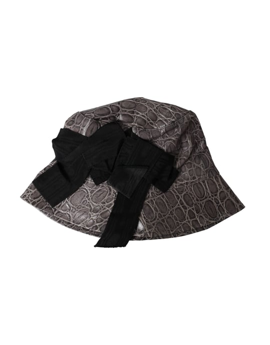 Sombrero de Cubo de Cuero con Patrón en Negro y Gris de Dolce & Gabbana - Image 6