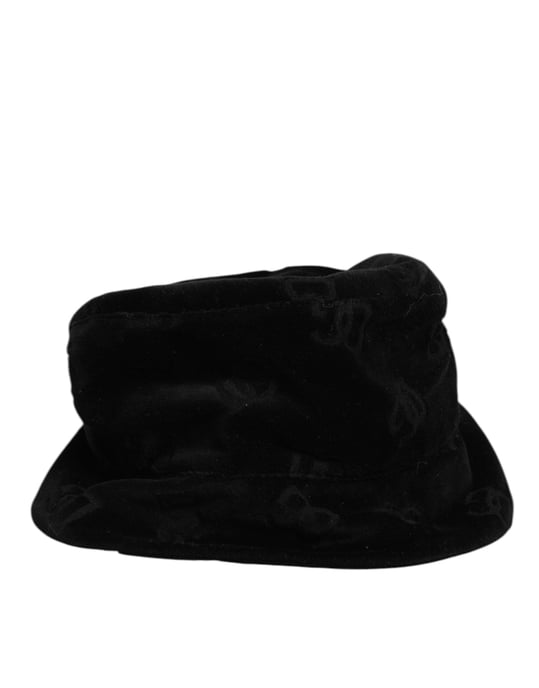 Gorra de Cubo Logo de Algodón Suede Negro Dolce & Gabbana - Image 3