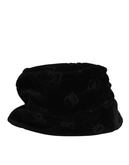 Gorra de Cubo Logo de Algodón Suede Negro Dolce & Gabbana - Image 4