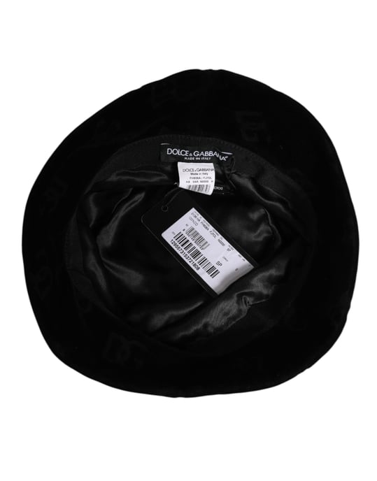 Gorra de Cubo Logo de Algodón Suede Negro Dolce & Gabbana - Image 5