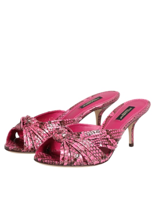 Sandalias de Tacón de Cuero Rosa Dolce & Gabbana - Image 4
