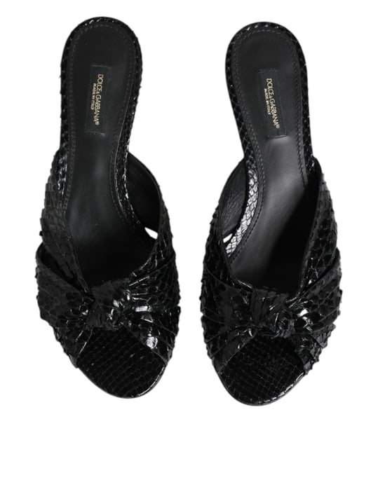 Sandalias de Tacón de Cuero Negro Dolce & Gabbana - Image 3