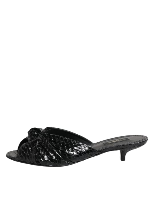 Sandalias de Tacón de Cuero Negro Dolce & Gabbana - Image 6