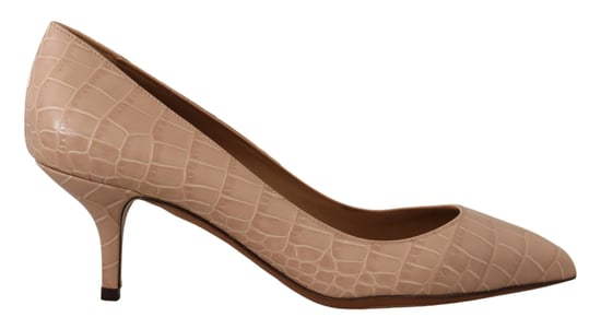 Zapatos de Tacón Punta Alta de Cuero Beige Dolce & Gabbana - Image 1