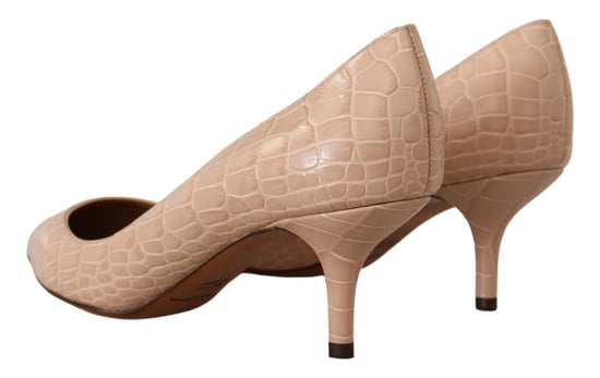 Zapatos de Tacón Punta Alta de Cuero Beige Dolce & Gabbana - Image 3