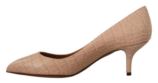 Zapatos de Tacón Punta Alta de Cuero Beige Dolce & Gabbana - Image 4