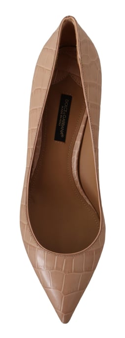 Zapatos de Tacón Punta Alta de Cuero Beige Dolce & Gabbana - Image 6