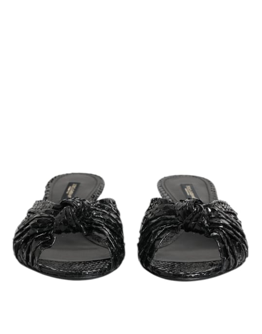 Sandalias de tacón de cuero negro Dolce & Gabbana - Image 2