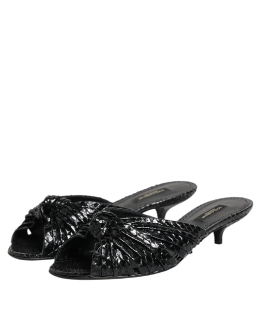 Sandalias de tacón de cuero negro Dolce & Gabbana - Image 4