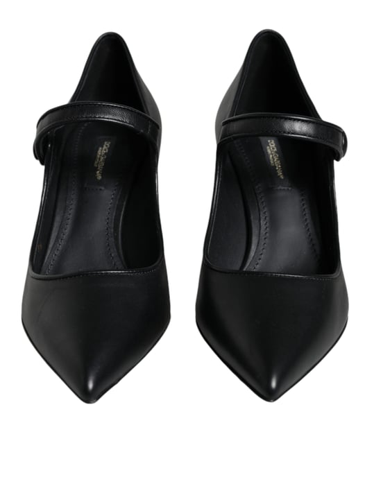 Zapatos de Tacón Mary Jane con Logo en Cuero Negro de Dolce & Gabbana - Image 2