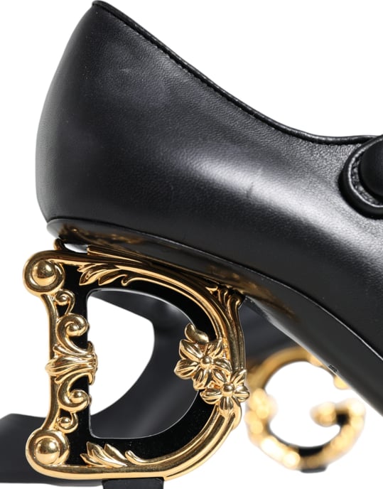 Zapatos de Tacón Mary Jane con Logo en Cuero Negro de Dolce & Gabbana - Image 5