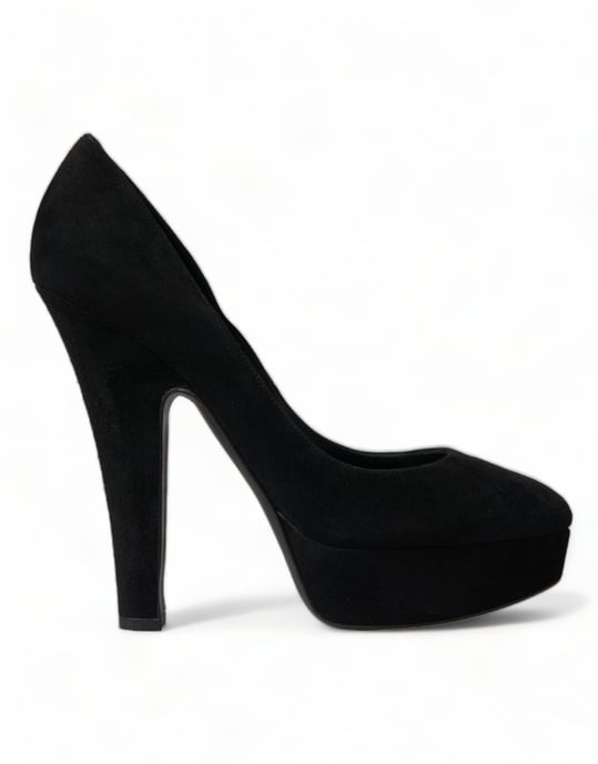 Zapatos de tacón plataforma de cuero ante negro Dolce & Gabbana - Image 1