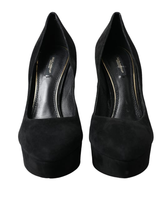 Zapatos de tacón plataforma de cuero ante negro Dolce & Gabbana - Image 2