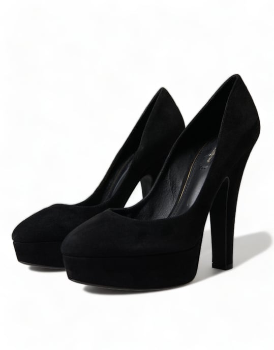 Zapatos de tacón plataforma de cuero ante negro Dolce & Gabbana - Image 3