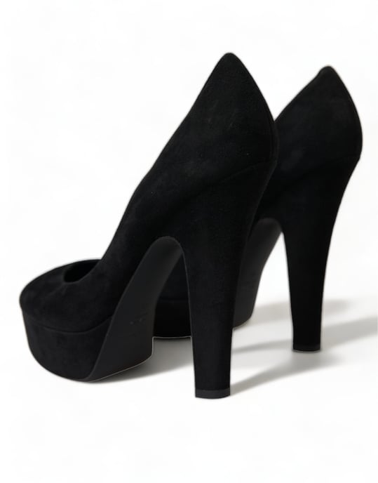 Zapatos de tacón plataforma de cuero ante negro Dolce & Gabbana - Image 4
