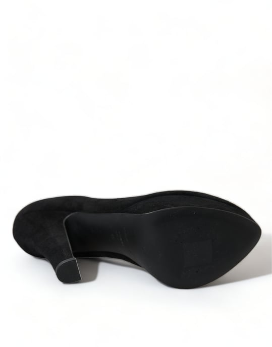 Zapatos de tacón plataforma de cuero ante negro Dolce & Gabbana - Image 6