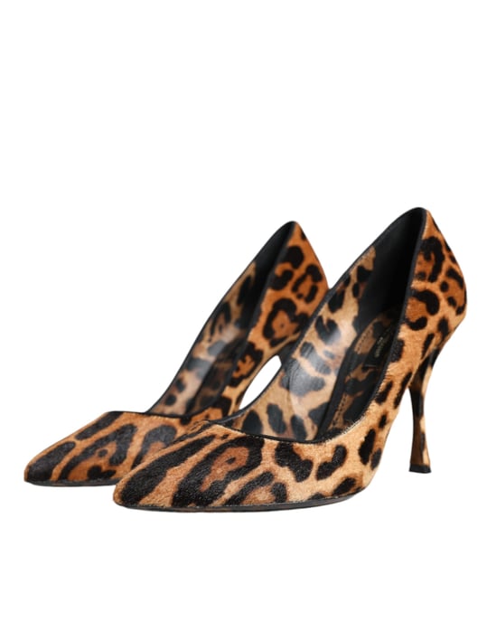 Zapatos de tacón de pelo de ternera marrón leopardo de Dolce & Gabbana - Image 3