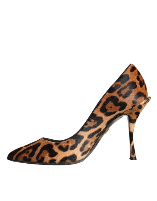 Zapatos de tacón de pelo de ternera marrón leopardo de Dolce & Gabbana - Image 5