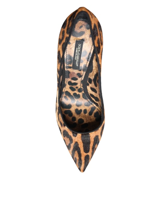 Zapatos de tacón de pelo de ternera marrón leopardo de Dolce & Gabbana - Image 6