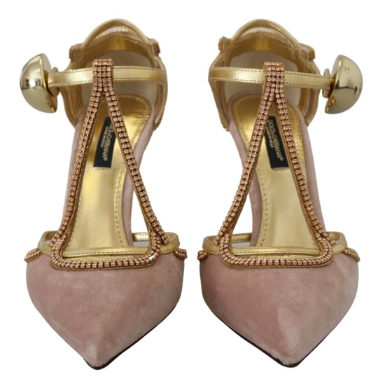 Zapatos de tacón con tira en T de cristal rosa de Dolce & Gabbana - Image 2