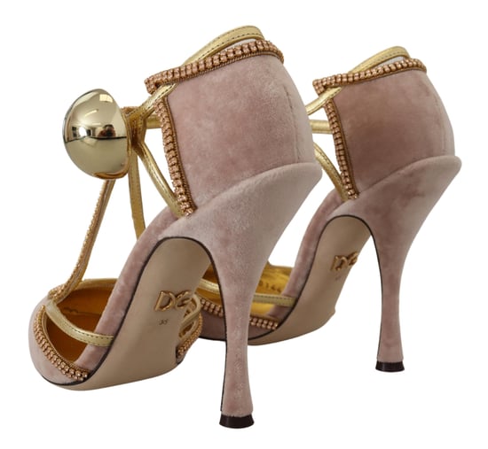 Zapatos de tacón con tira en T de cristal rosa de Dolce & Gabbana - Image 4