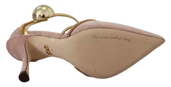 Zapatos de tacón con tira en T de cristal rosa de Dolce & Gabbana - Image 6