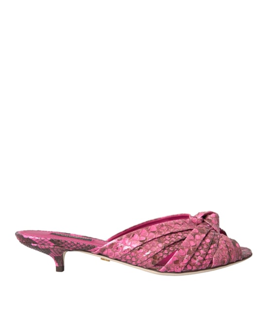 Zapatos de tacón bajo de piel exótica rosa de Dolce & Gabbana - Image 1