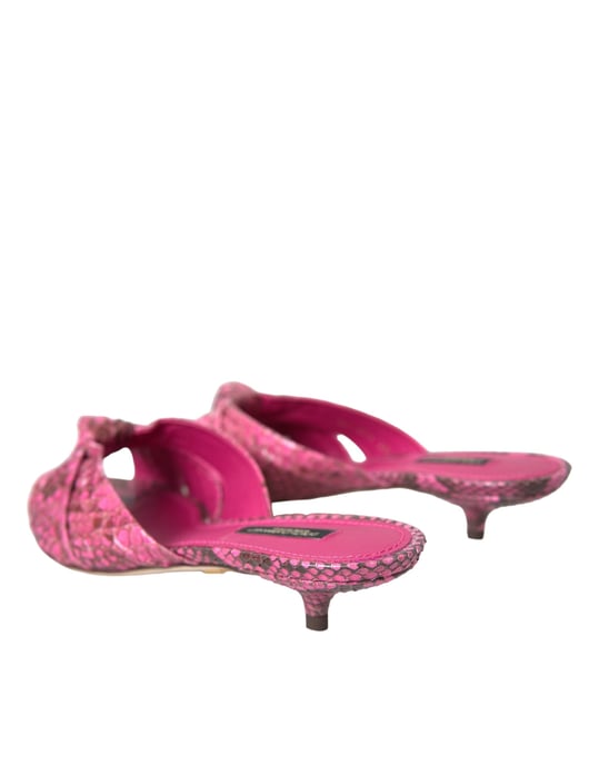 Zapatos de tacón bajo de piel exótica rosa de Dolce & Gabbana - Image 4