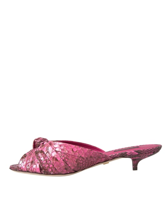 Zapatos de tacón bajo de piel exótica rosa de Dolce & Gabbana - Image 5