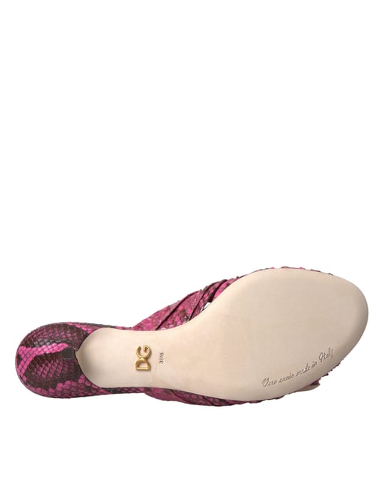 Zapatos de tacón bajo de piel exótica rosa de Dolce & Gabbana - Image 6