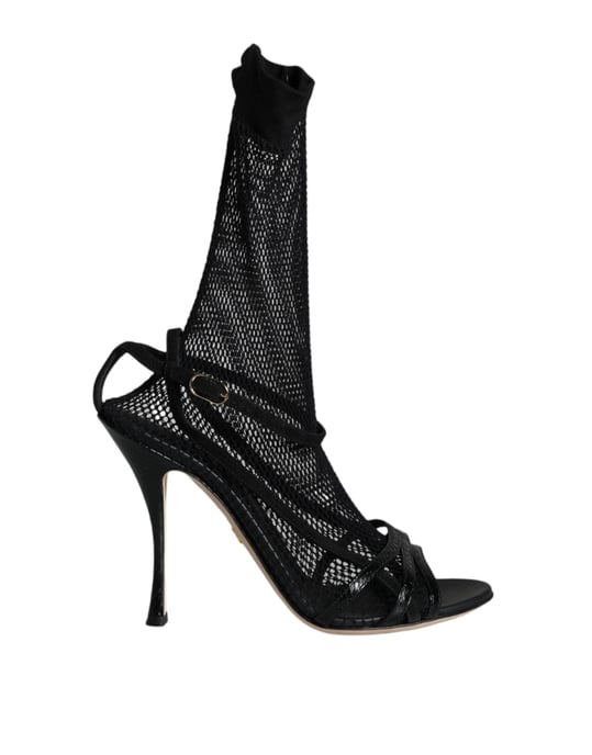 Sandalias de tacón stiletto de malla negra Dolce & Gabbana - Image 1