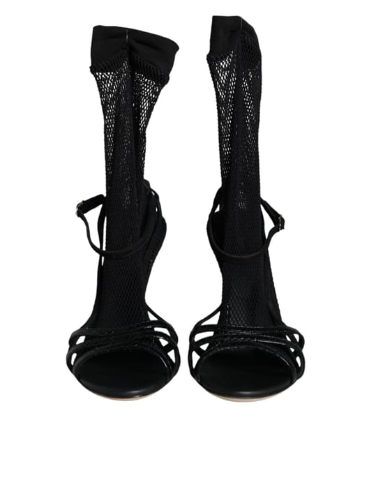 Sandalias de tacón stiletto de malla negra Dolce & Gabbana - Image 3