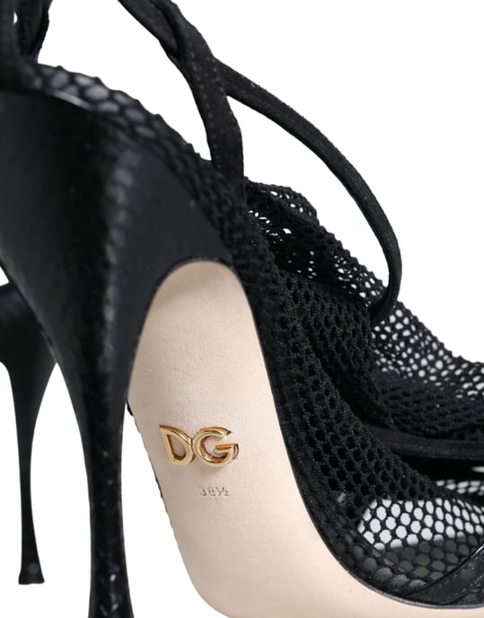 Sandalias de tacón stiletto de malla negra Dolce & Gabbana - Image 6