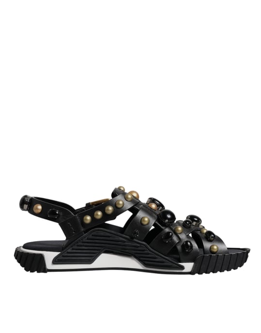 Sandalias de Cuero Negras con Estrellas de Dolce & Gabbana - Image 1