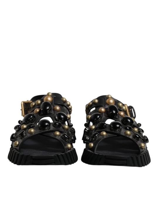 Sandalias de Cuero Negras con Estrellas de Dolce & Gabbana - Image 2